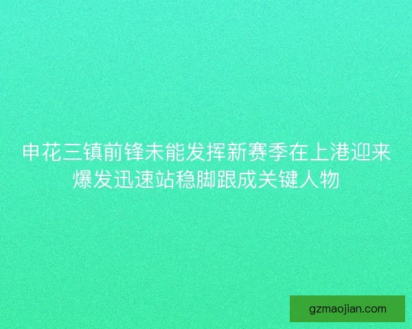 申花三镇前锋未能发挥新赛季在上港迎来爆发迅速站稳脚跟成关键人物
