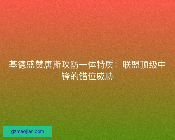 基德盛赞唐斯攻防一体特质：联盟顶级中锋的错位威胁